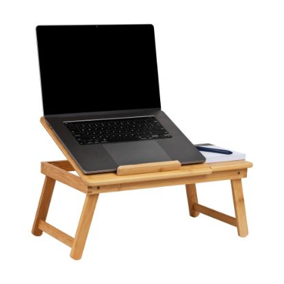 Picture of Mind Reader Bamboo Laptop Desk with Folding Legs, 8-1/4inH x 12inW x 19-3/4inD, Brown