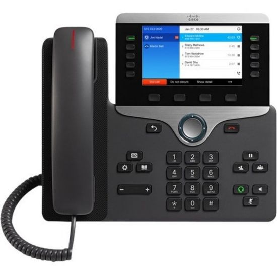 Picture of Cisco 8851 IP Phone - Cable - Wall Mountable - VoIP - Caller ID - Speakerphone - 2 x Network (RJ-45) - USB - PoE Ports - (No license included)