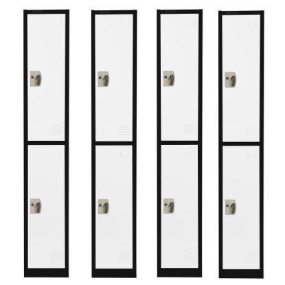 Picture of Alpine 2-Tier Steel Lockers, 72inH x 12inW x 12inD, Black/White, Set Of 4 Lockers