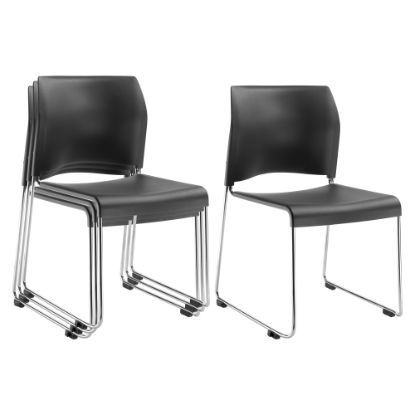 Picture of National Public Seating 8800 Series Cafetorium Plastic Stack Chairs, Charcoal Slate/Chrome, Pack Of 4 Chairs