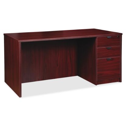 Picture of Lorell Prominence 2.0 72inW Right-Pedestal Computer Desk, 95% Recycled, Mahogany