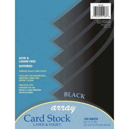 Picture of Pacon Multi-Use Card Stock, Black, Letter (8.5in x 11in), 65 Lb, Pack Of 100