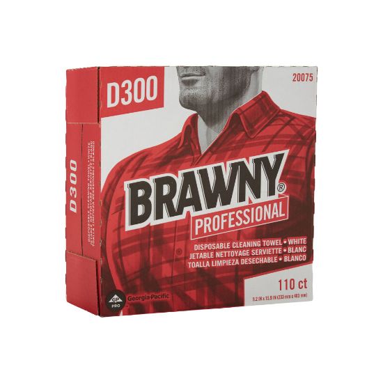 Picture of Brawny Professional D300 Disposable Cleaning Towels, 9-1/4in x 16in, 110 Towels Per Box, Case Of 10 Boxes