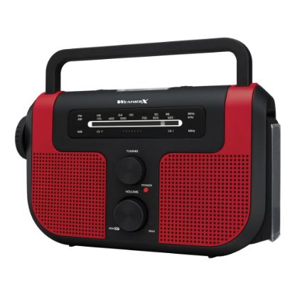 Picture of DPI WeatherX WR383R Weather And Alert Handheld Radio With AM/FM Radio, Black/Red