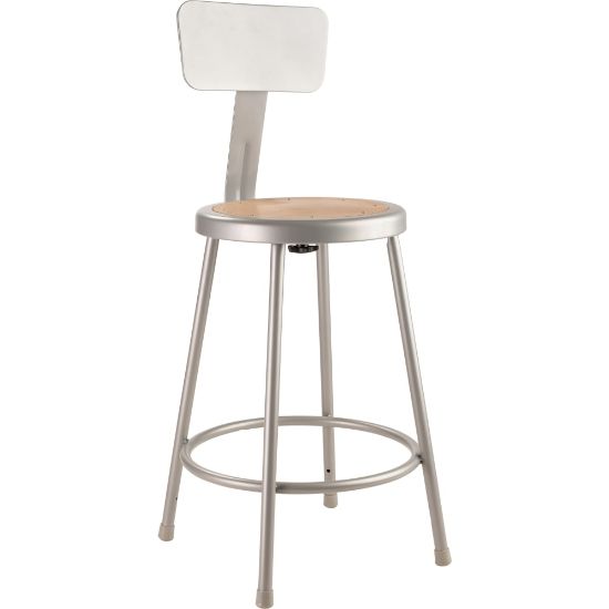 Picture of National Public Seating Hardboard Stool With Back, 24inH, Gray