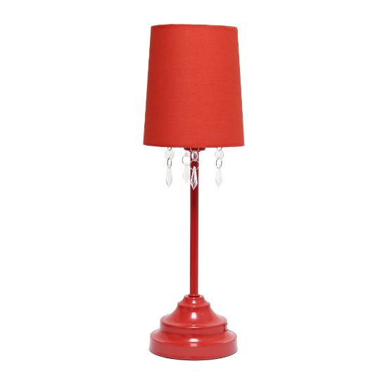 Picture of Simple Designs Table Lamp with Fabric Shade and Hanging Acrylic Beads, Red