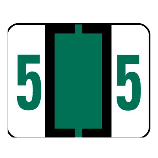 Picture of Smead BCCRN Bar-Style Permanent Numerical Labels, 5, Dark Green, Roll Of 500