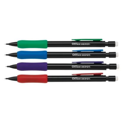 Picture of Office Depot Brand Mechanical Pencils With Comfort Grip, 0.7mm, Black Barrel,Pack Of 12