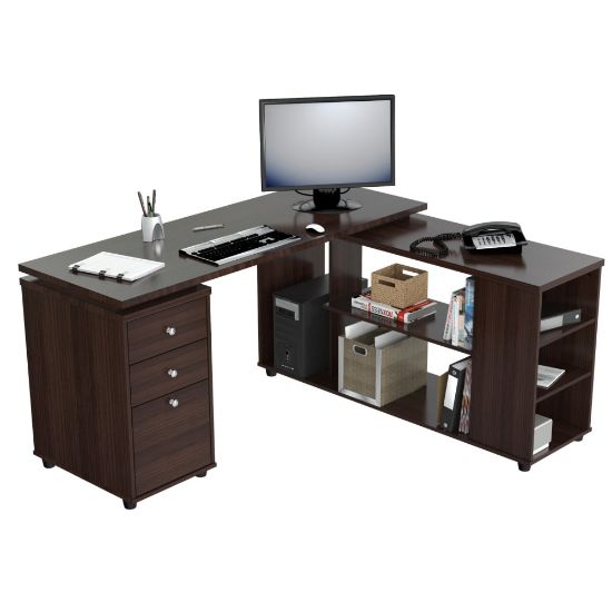 Picture of Inval 60inW L-Shaped Corner Desk Computer Workstation, Espresso-Wengue