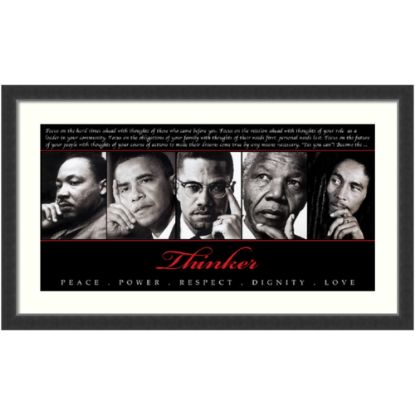 Picture of Amanti Art Thinker (Quintet): Peace Power Respect Dignity Love Wood Framed Wall Art Print, 44inW x 26inH, Black