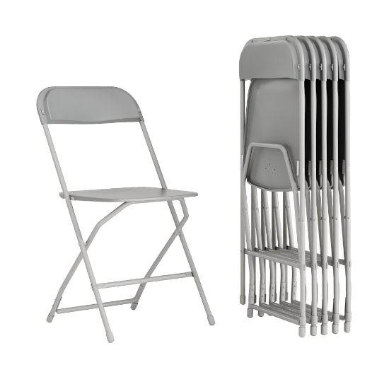 Picture of Flash Furniture Hercules Series Plastic Folding Chairs, Gray, Set Of 6 Chairs