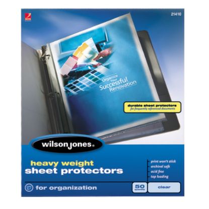 Picture of Wilson Jones Top-Loading Sheet Protectors, Heavyweight, Diamond Clear, Box Of 50