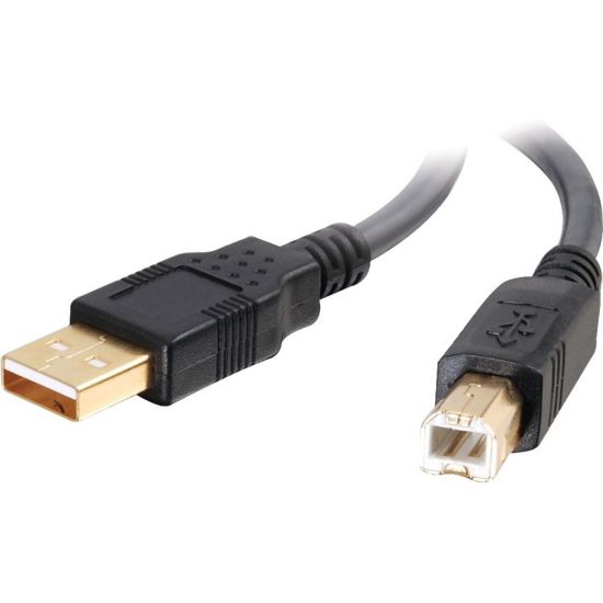 Picture of C2G Ultima Series 6.6ft USB A to USB B Cable - USB A to B Cable - USB 2.0 - Black - M/M - Type A Male USB - Type B Male USB - 6.56ft - Charcoal