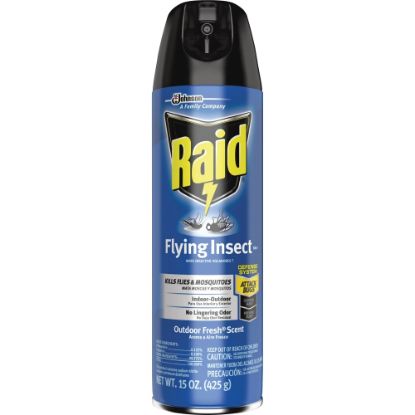 Picture of Raid Flying Insect Killer 15 oz - Spray - Kills Flies, Mosquitoes, Gnats, Hornet, Moths, Fruit Fly, Wasp, Yellow Jacket, Bugs - 15 fl oz - Off White