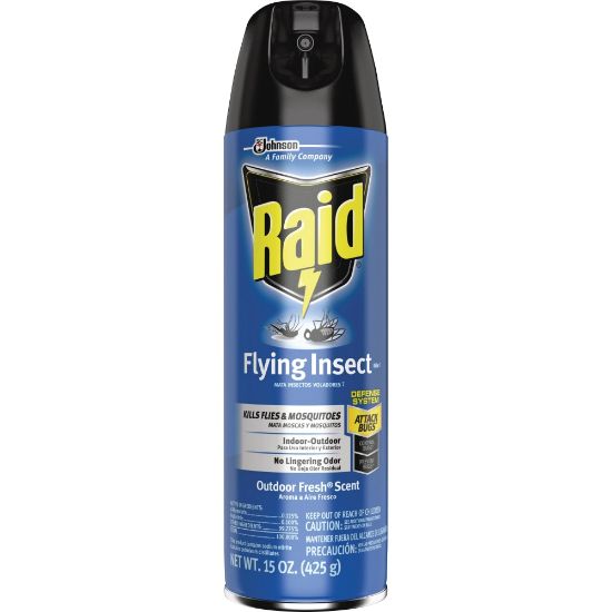 Picture of Raid Flying Insect Killer 15 oz - Spray - Kills Flies, Mosquitoes, Gnats, Hornet, Moths, Fruit Fly, Wasp, Yellow Jacket, Bugs - 15 fl oz - Off White