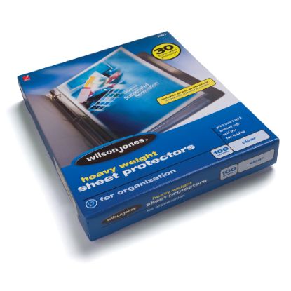 Picture of Wilson Jones Top-Loading Sheet Protectors, Heavyweight, Diamond Clear, Box Of 100