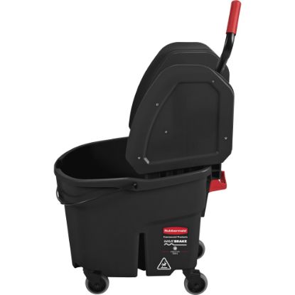 Picture of Rubbermaid WaveBrake Down Press Mop Bucket, 27-7/16in x 16-1/16in, Black