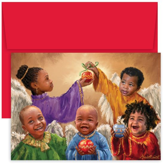 Picture of Great Papers! Holiday Greeting Cards With Envelopes, 7 7/8in x 5 5/8in, Christmas Cherubs, Pack Of 18