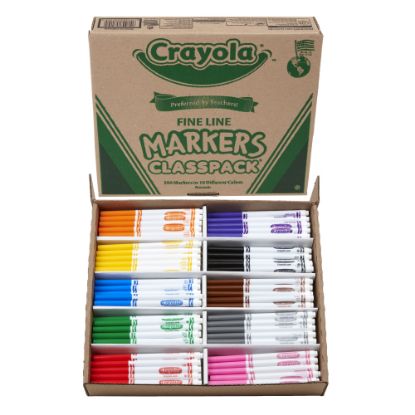 Picture of Crayola Fine Line Markers, Assorted Classic Classpack, Box Of 200