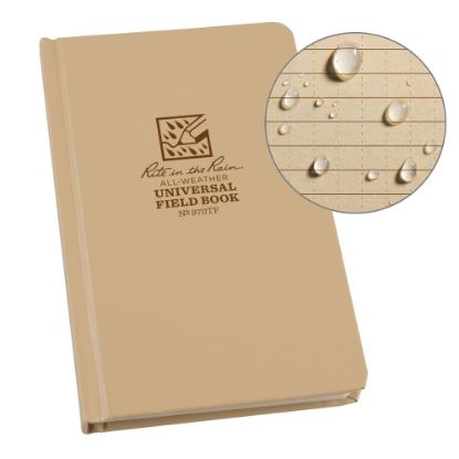 Picture of Rite in the Rain Hardcover Notebook, 4 3/4in x 7 1/2in, Universal Rule, 160 Pages (80 Sheets), Tan