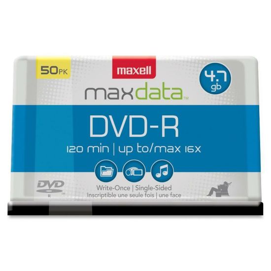 Picture of Maxell DVD-R Recordable Media Spindle, 4.7GB/120 Minutes, Pack Of 50