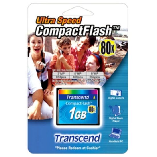 Picture of Transcend 1GB CompactFlash Card - 80x - 1 GB