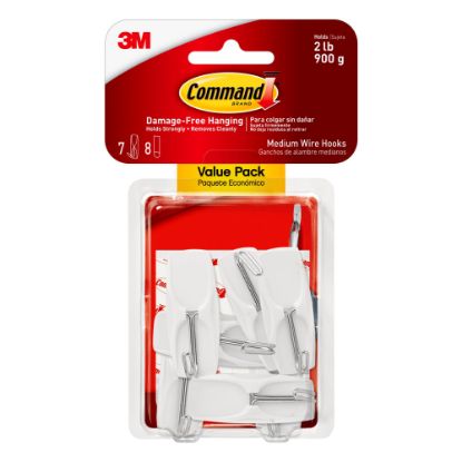 Picture of Command Medium Wire Toggle Hooks, 7 Command Hooks, 8 Command Strips, Damage Free Organizing of Dorm Rooms, White