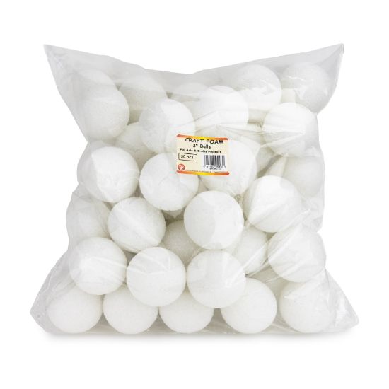 Picture of Hygloss Craft Foam Balls, 3 Inch, White, Pack Of 50