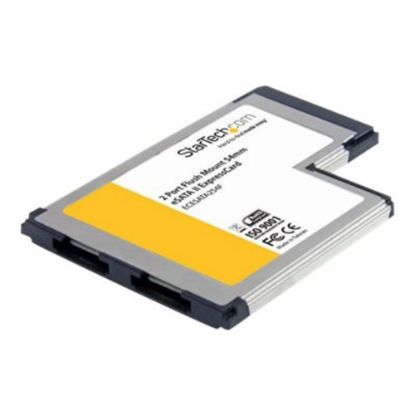 Picture of StarTech.com 2 Port Flush Mount ExpressCard 54mm eSATA II Controller Adapter Card - Storage controller - 2 Channel - eSATA 3Gb/s - ExpressCard/54 - for P/N: SATDOCK4U3RE, SATDOCK5U3ER, SDOCKU33EBV