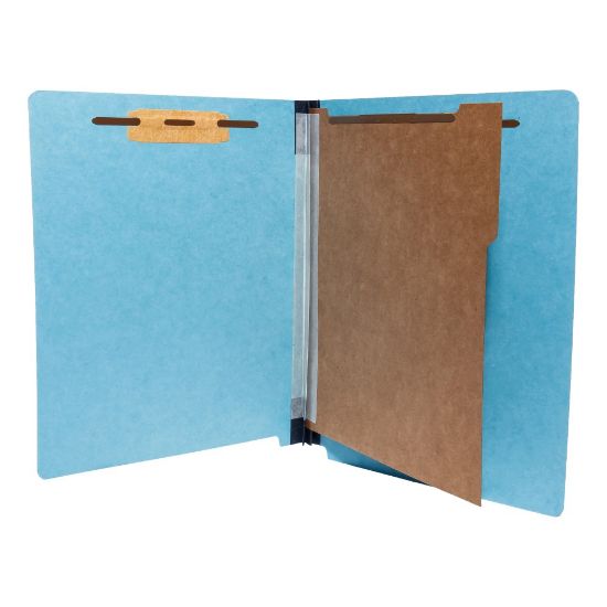 Picture of End Tab Folders With 1 Divider, 4 Fasteners, 2in Expansion, Legal Size, Light Blue, Box Of 20