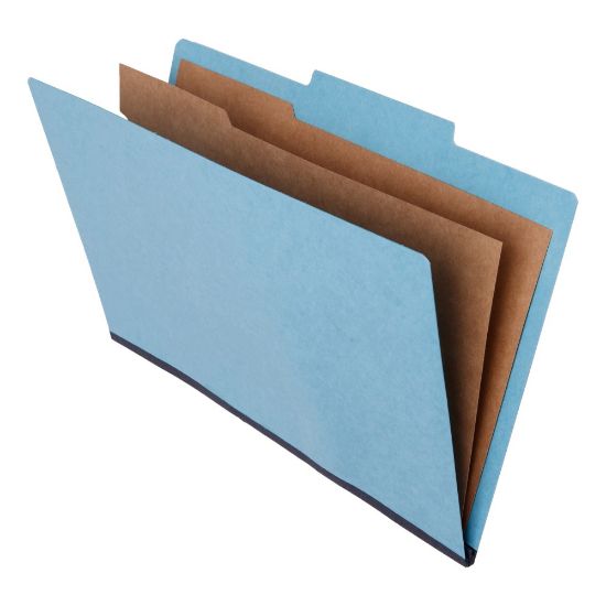 Picture of Folders With 2 Dividers, 6 Fasteners, Legal Size, Blue, Box Of 15