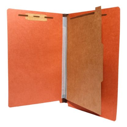 Picture of End-Tab Folders With 1 Divider, 4 Fasteners, 2in Expansion, Legal Size, Red, Box Of 20