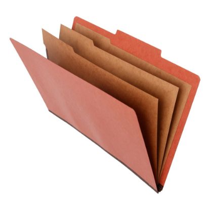 Picture of Folders With 3 Dividers, 8 Fasteners, 2in Expansion, Letter Size, Red, Box Of 8