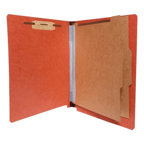 Picture of End-Tab Folders With 2 Dividers, 6 Fasteners, 2in Expansion, Letter Size, Red, Box Of 15