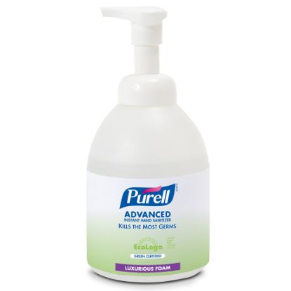 Picture of PURELL Hand Sanitizer Foam - Fragrance-free Scent - 18.1 fl oz (535 mL) - Pump Bottle Dispenser - Kill Germs - Hand, Skin - Clear - Non-aerosol, Anti-septic - 4 / Carton