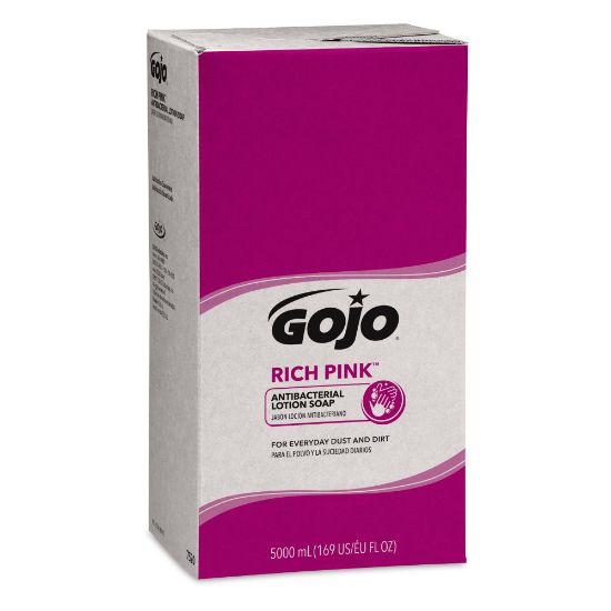 Picture of GOJO Rich Pink Antibacterial Lotion Soap Refill, Floral Scent, 67.62 Oz