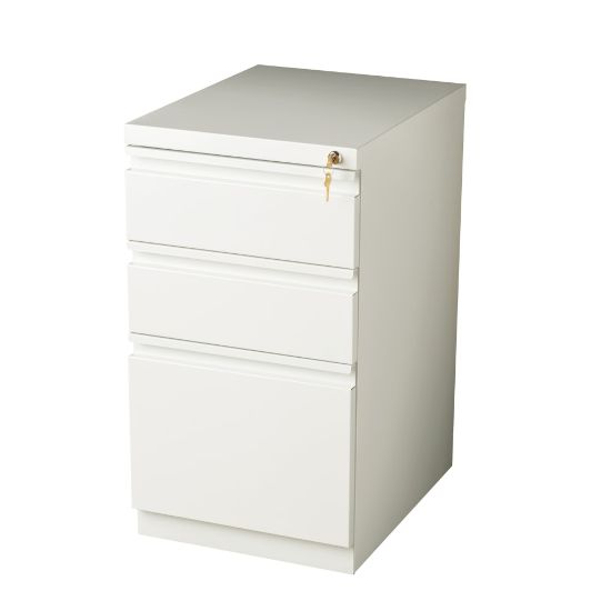 Picture of WorkPro 20inD Vertical 3-Drawer Mobile Pedestal File Cabinet, White