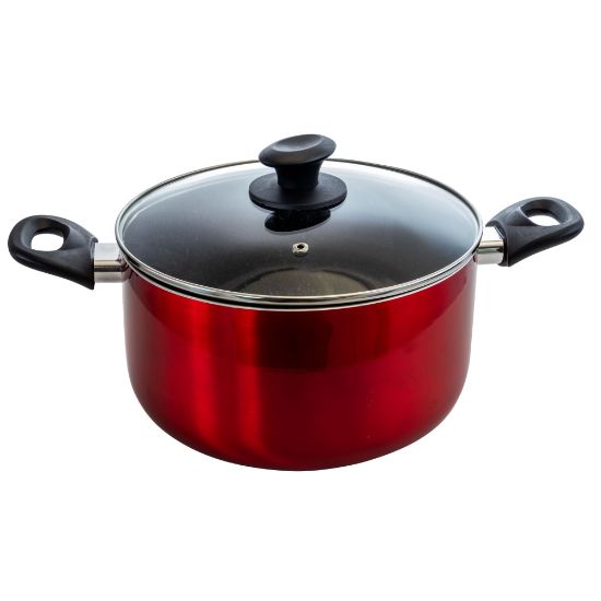 Picture of Oster Merrion Nonstick Aluminum Dutch Oven With Glass Lid, 3.2 Qt, Red