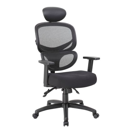 Picture of Boss Office Products Mesh Multifunction Mid-Back Task Chair With Headrest, Black