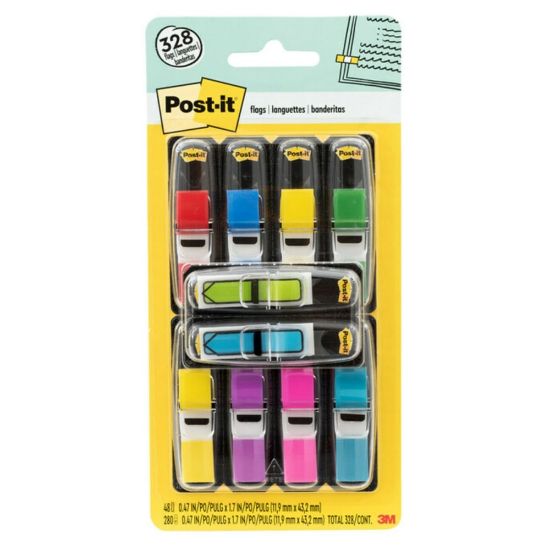 Picture of Post-it Flags, .47 in. x 1.7 in., 8 Dispensers, 35 Flags Per Dispenser, Assorted Colors, Back to School Supplies for Students, Flags for Textbooks and Notebooks