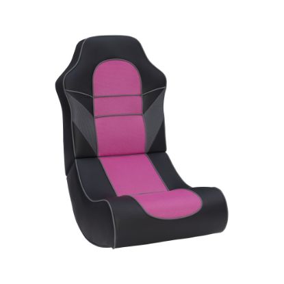 Picture of Linon Chatham Rocking Ergonomic Faux Leather High-Back Gaming Chair, Black/Pink