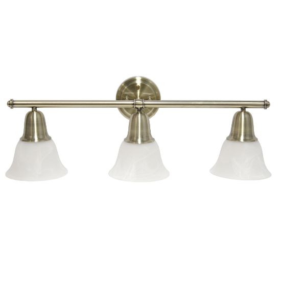 Picture of Lalia Home Essentix 3-Light Wall Mounted Vanity Light Fixture, 26-1/2inW, Alabaster White/Antique Brass