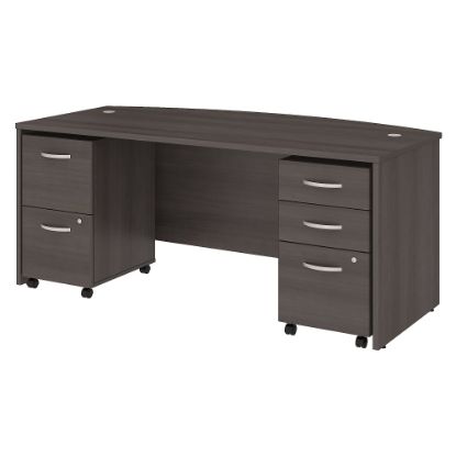 Picture of Bush Business Furniture Studio C 72inW Bow-Front Computer Desk With Mobile File Cabinets, Storm Gray, Standard Delivery