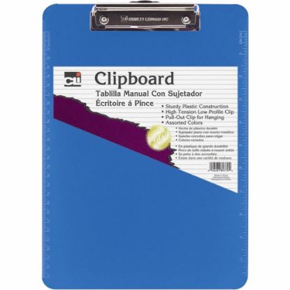 Picture of CLI Rubber Grip Plastic Clipboards - 8 1/2in x 11in - Plastic - Neon Blue - 1 Each