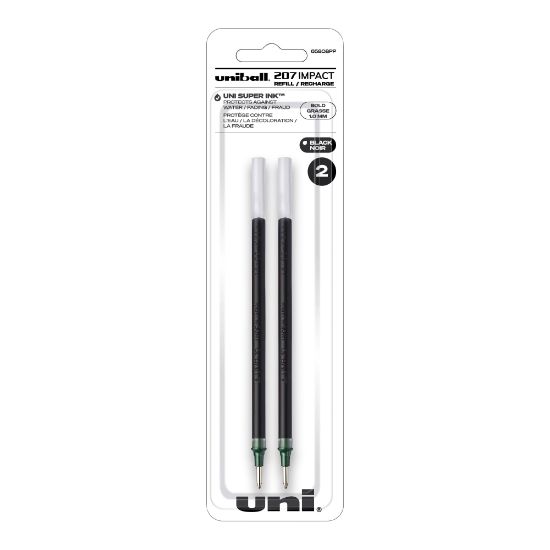 Picture of uni-ball 207 Impact Gel Pen Refills, Bold Point, 1.0 mm, Black, Pack Of 2 Refills