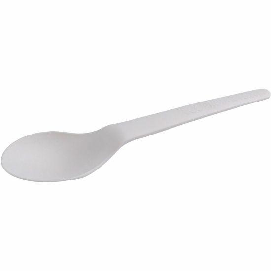 Picture of Eco-Products 6in Plantware High-heat Spoons - 1 Piece(s) - 20/Carton - Spoon - 1 x Spoon - Disposable - Pearl White