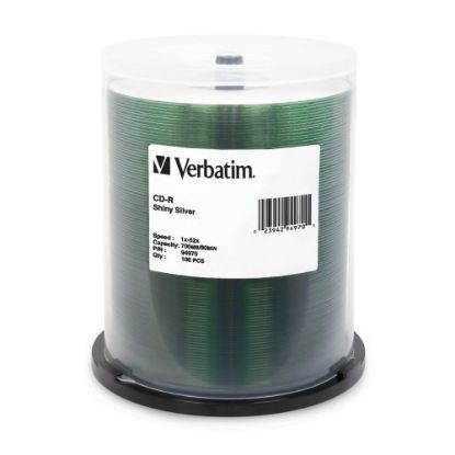 Picture of Verbatim CD-R 700MB 52X Shiny Silver Silk Screen Printable - 100pk Spindle - 700MB - 100 Pack