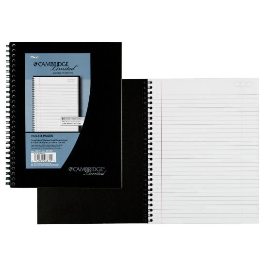 Picture of Cambridge Limited 30% Recycled Business Notebook, 6 5/8in x 9 1/2in, 1 Subject, Legal Ruled, 80 Sheets, Black (06672)