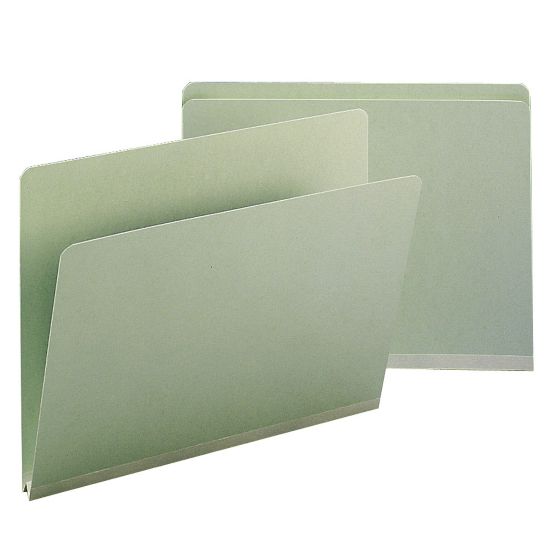 Picture of Smead Pressboard Top-Tab Folders, Straight Cut, 11 3/4in x 9 1/2in, Gray/Green, Pack Of 25