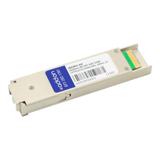 Picture of AddOn HP Compatible BX XFP Transceiver - XFP transceiver module (equivalent to: HP JBX40U) - 10 GigE - 10GBase-BX - LC single-mode - up to 24.9 miles - 1270 (TX) / 1330 (RX) nm